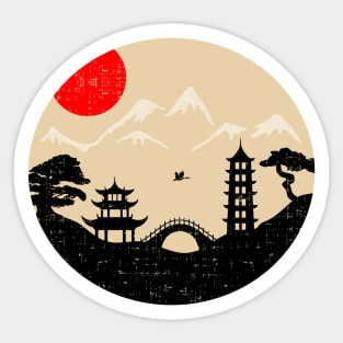 Silhouette scenery Sticker